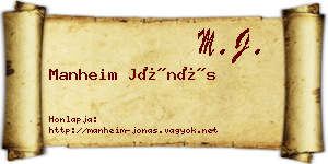 Manheim Jónás névjegykártya