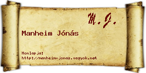 Manheim Jónás névjegykártya
